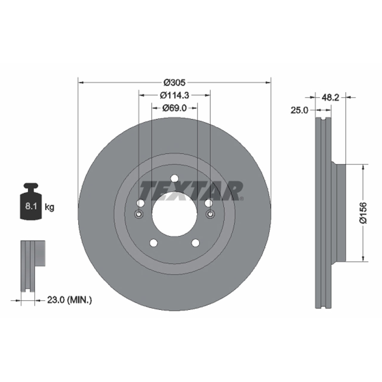 TEXTAR 92333203 Bremsscheiben Satz HYUNDAI Elantra 7 1.6 16" Sonata 8 DN8 2.5 MPI vorne