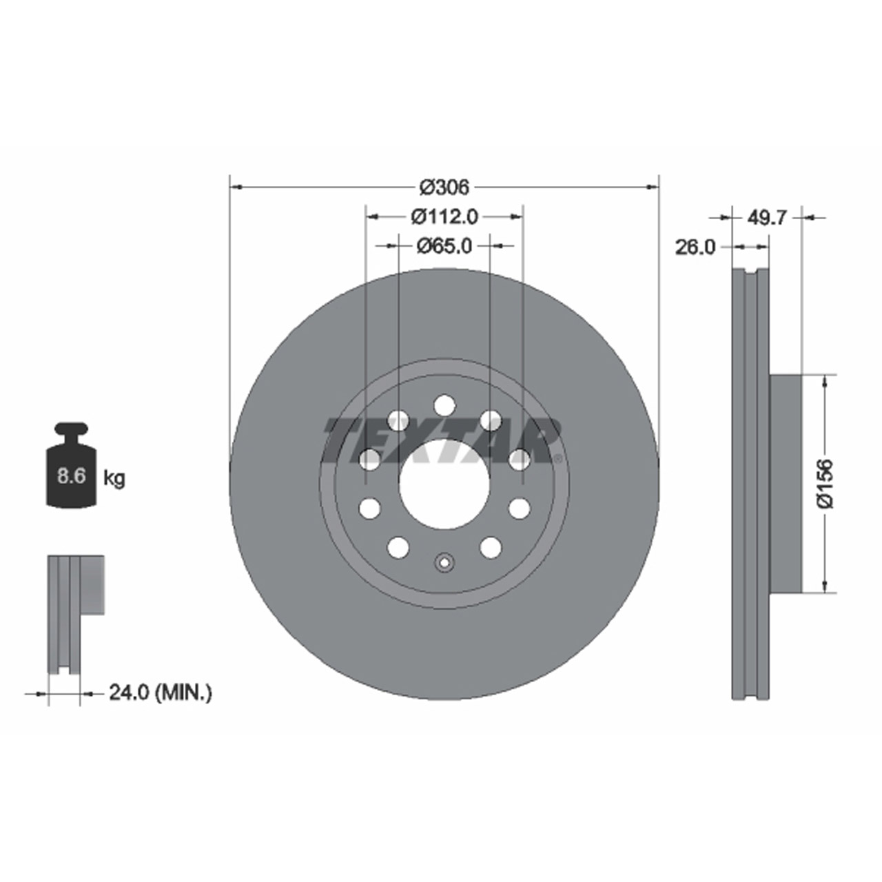 TEXTAR 92334805 Bremsscheiben Satz VW Golf 8 AUDI A3 8Y PR-1ZD vorne 5WA615301