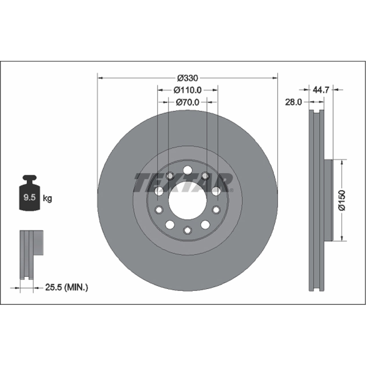 TEXTAR 92337905 Bremsscheiben Satz ALFA ROMEO Giulia (952_) Stelvio (949_) 2.0 2.2 D vorne