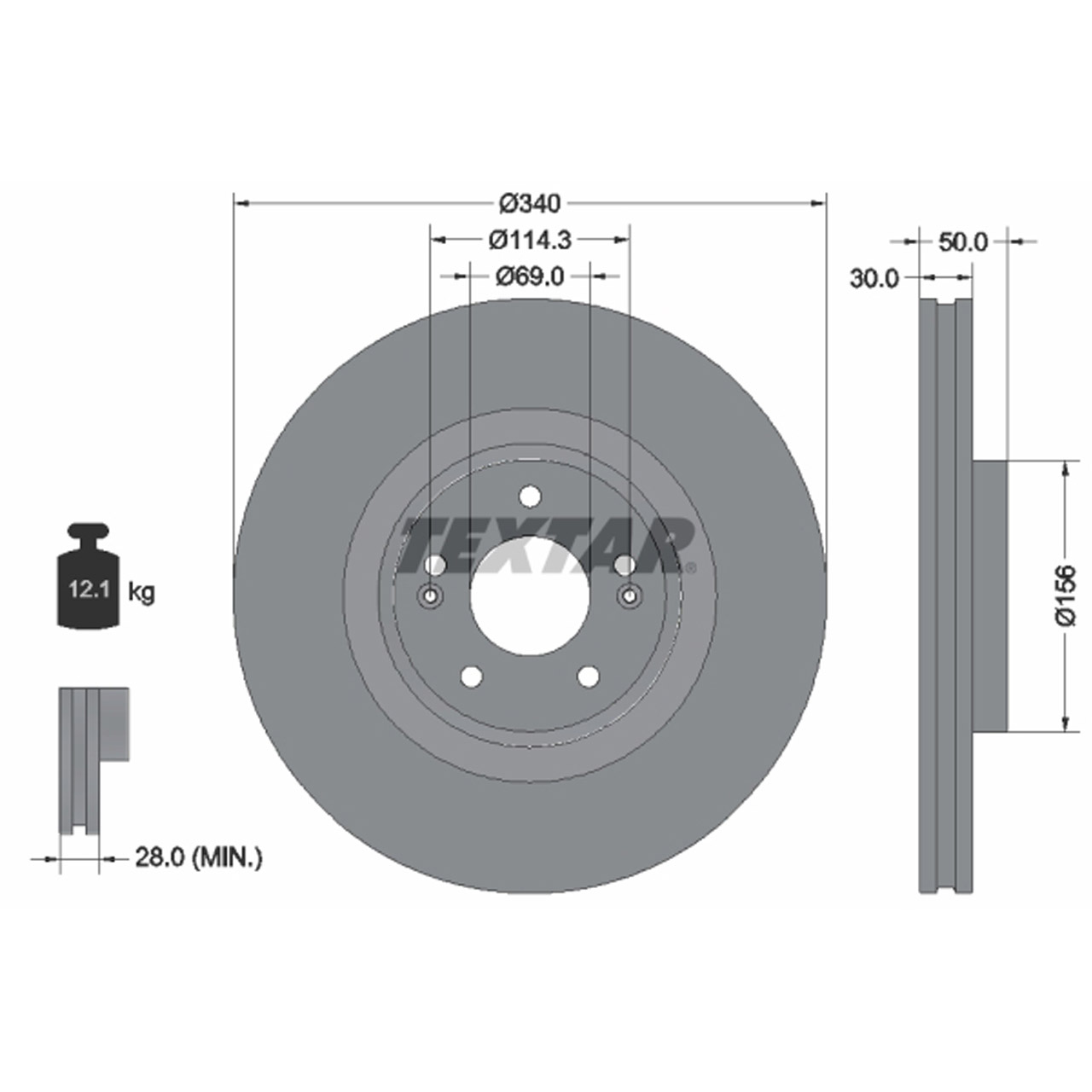 TEXTAR 92342803 Bremsscheiben Satz HYUNDAI Santa Fe 4 TM KIA Sorento 3 UM 18 Zoll vorne