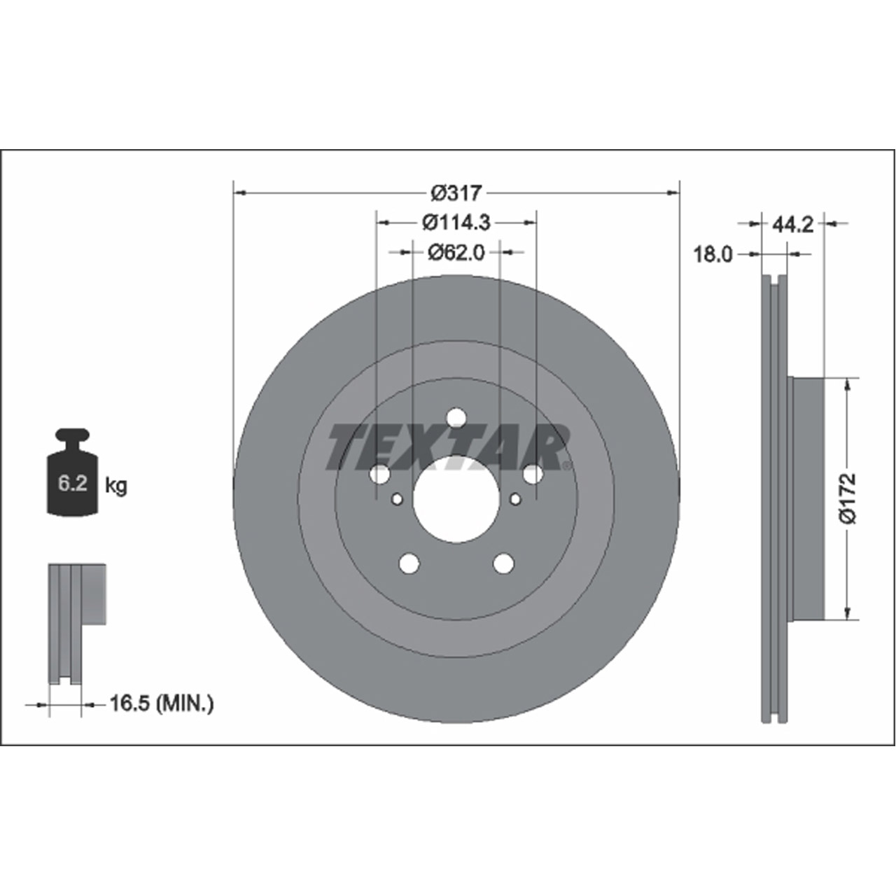 TEXTAR 92343103 Bremsscheiben Satz TOYOTA Rav 4 V (_A5_, _H5_) SUZUKI Across (A5Z_) hinten