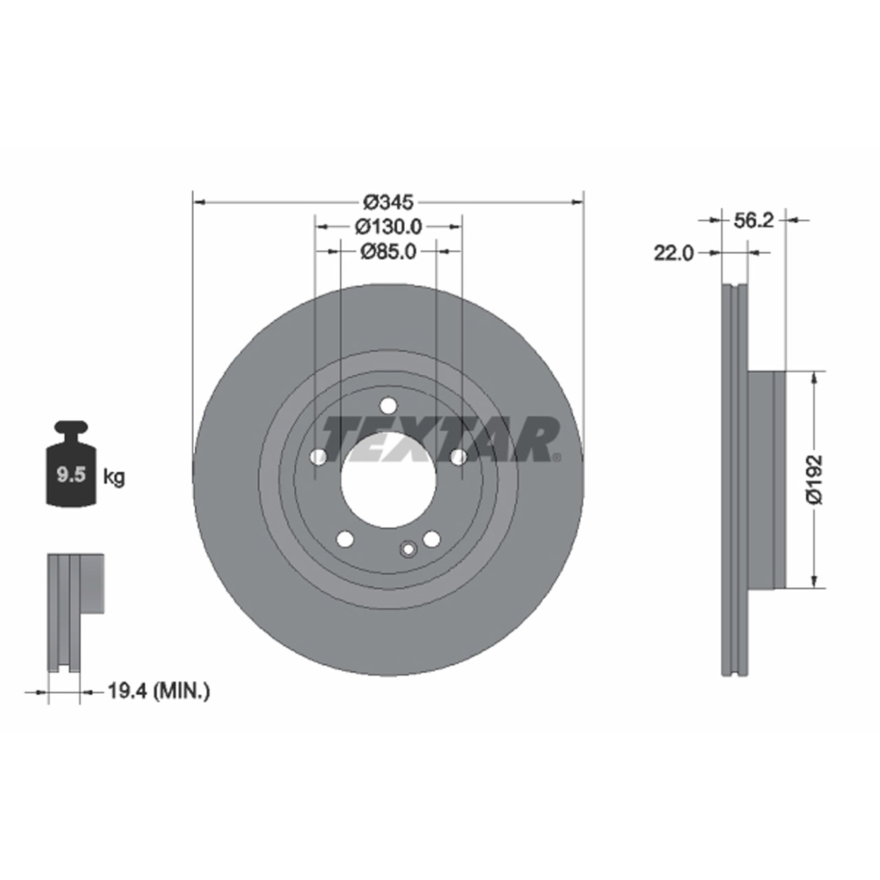 TEXTAR 92345705 Bremsscheiben Satz MERCEDES G-Klasse W463 G500 G350/400d hinten 4634230100