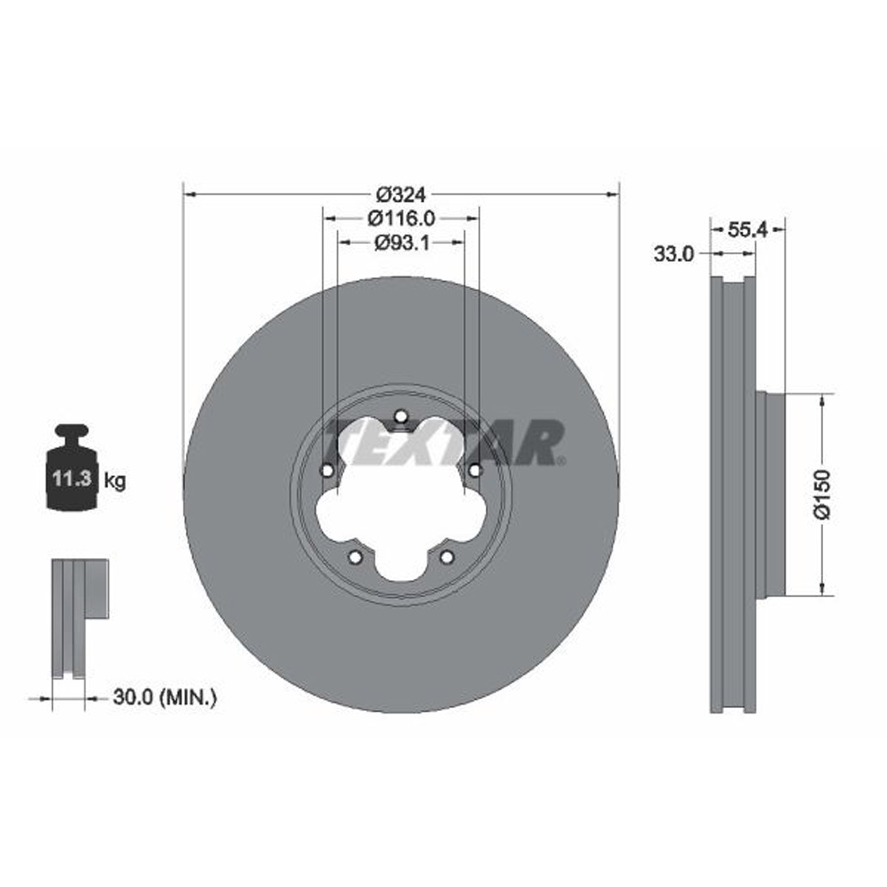 TEXTAR 92347103 Bremsscheiben Satz FORD Tourneo / Transit Custom V362 17 Zoll vorne