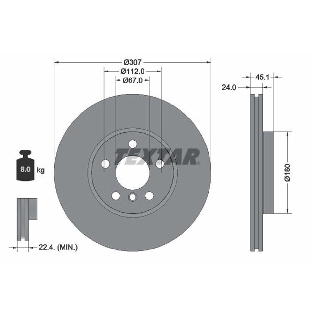 TEXTAR 92347205 Bremsscheiben Satz BMW 2er Active Tourer U06 X1 U11 vorne 34106891079