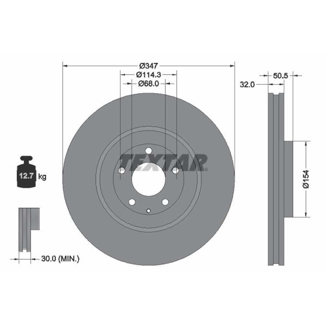 TEXTAR 92348903 Bremsscheiben Satz MAZDA CX-60 (KH_) e-SKYACTIV PHEV vorne K13T33251