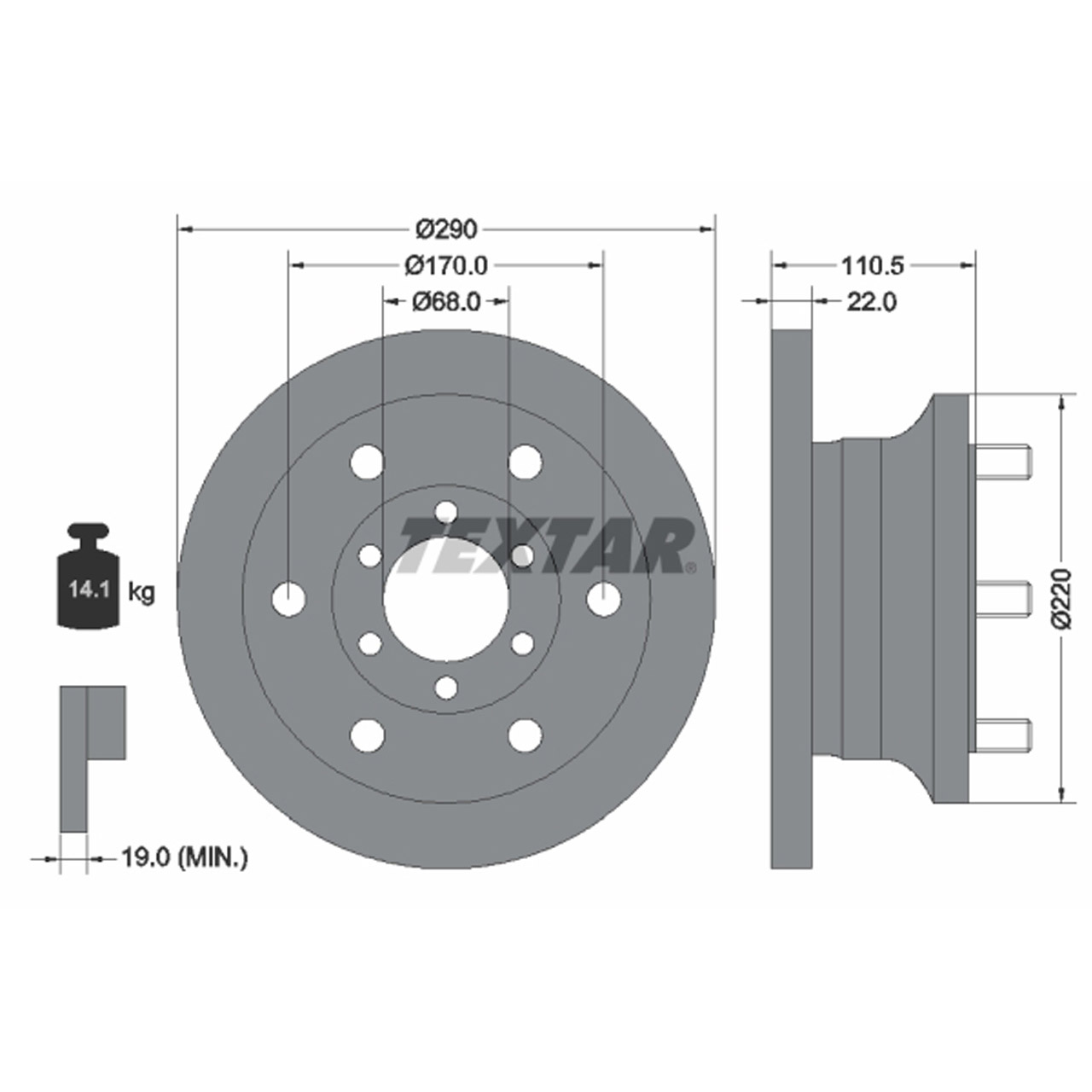 TEXTAR 93095100 Bremsscheiben Satz IVECO Daily 2 3 vorne