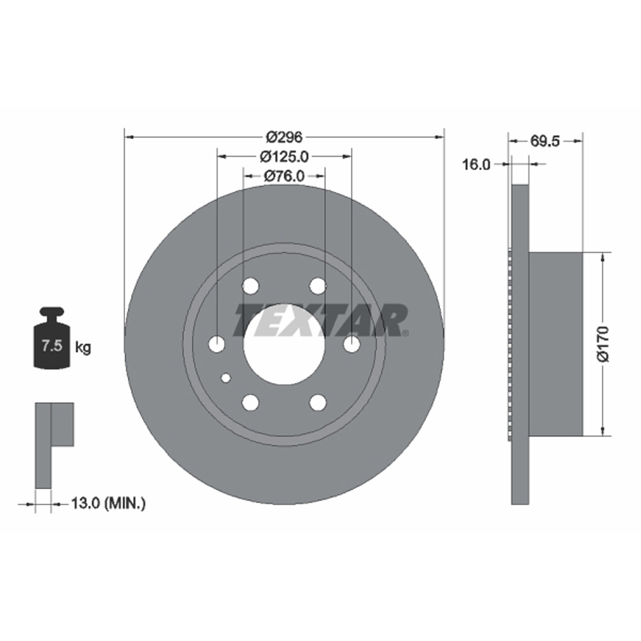 TEXTAR 93177500 Bremsscheiben Satz IVECO Daily 4 5 6 mit ABS S-Model hinten