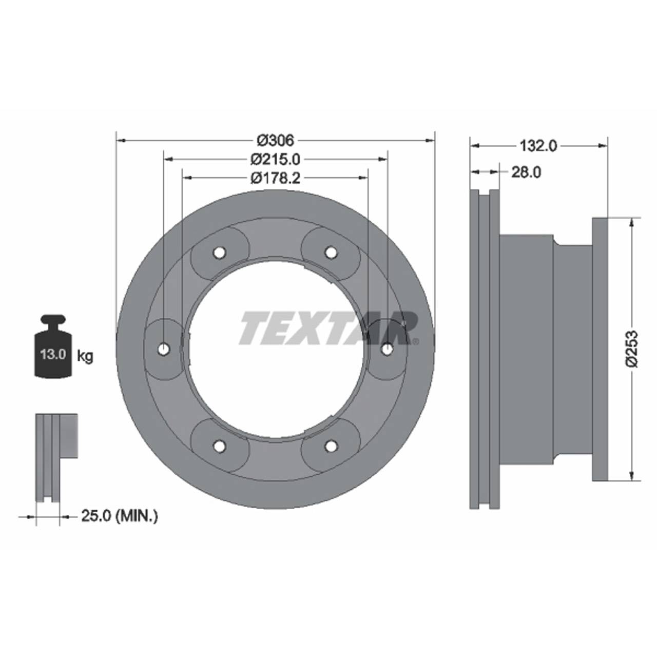 TEXTAR 93177703 Bremsscheiben Satz IVECO Daily 4 6 3500kg hinten