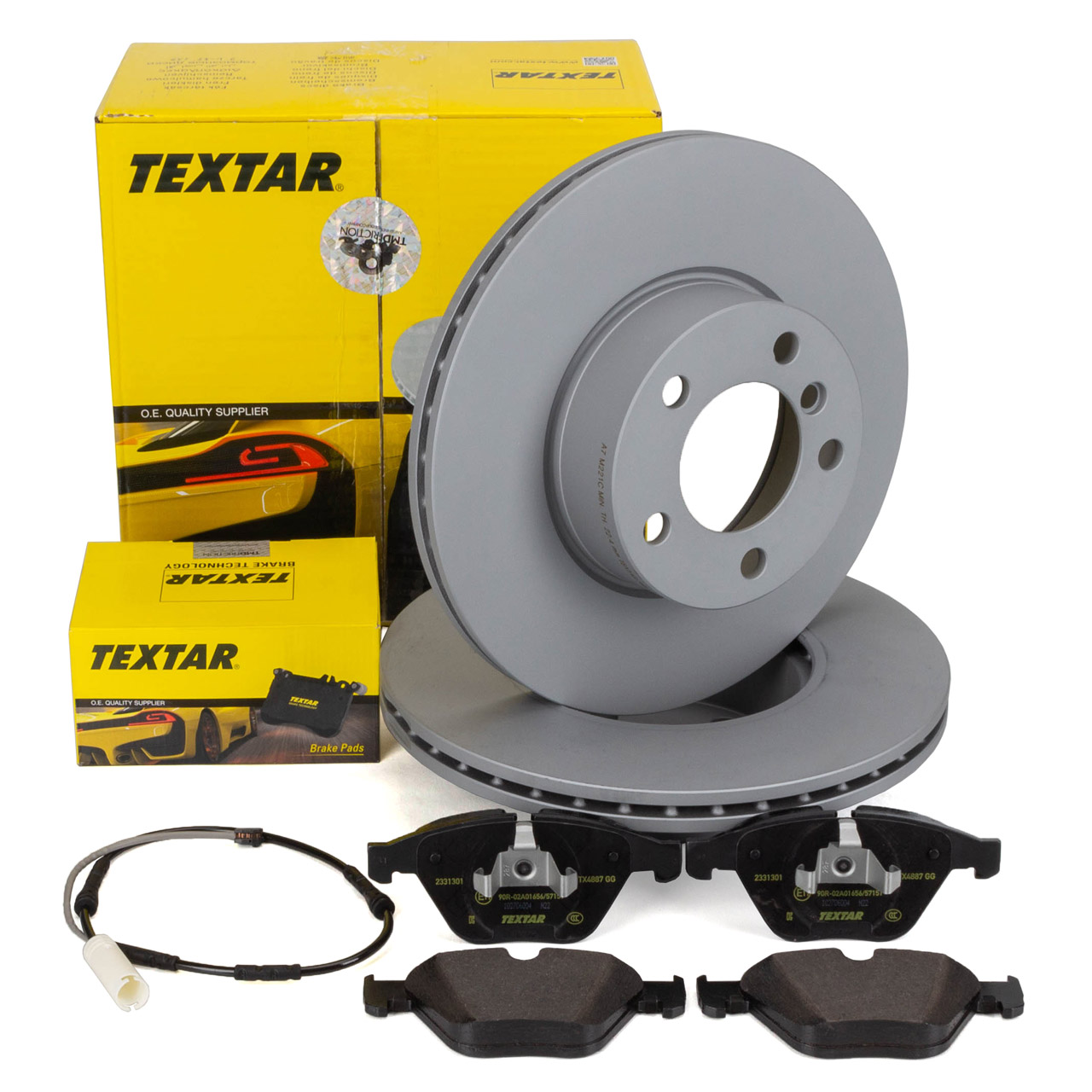 TEXTAR Bremsscheiben + Beläge + Sensor BMW 3er E90 E91 E92 E93 ab 03.2010 vorne