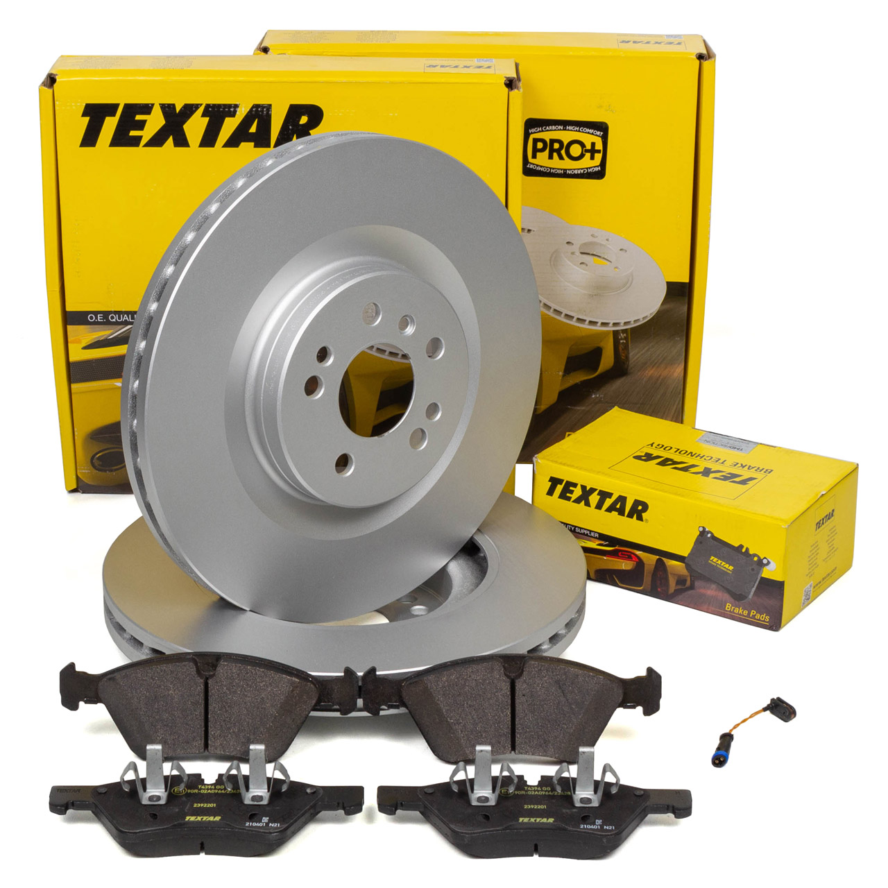 TEXTAR Bremsscheiben + Bremsbeläge + Sensor MERCEDES GL- X164 M- W164 R- W/V251 vorne