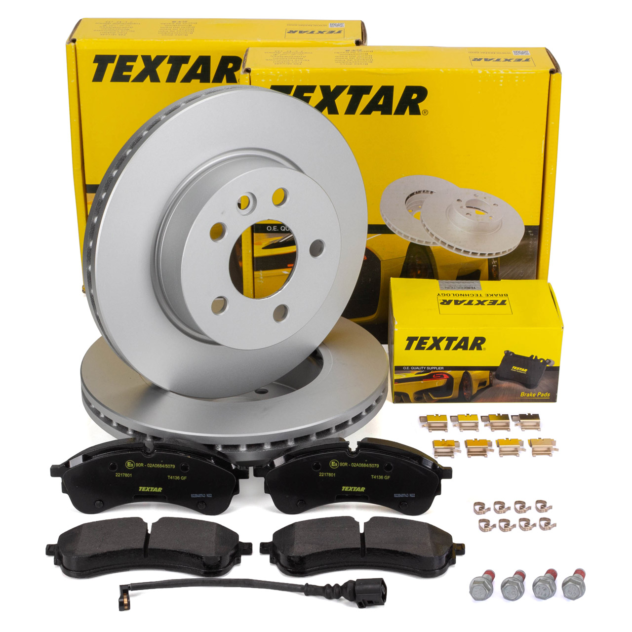 TEXTAR Bremsscheiben + Beläge + Sensor VW Crafter 2X 2Y 2Z MAN TGE 1LB bis 05.2022 vorne