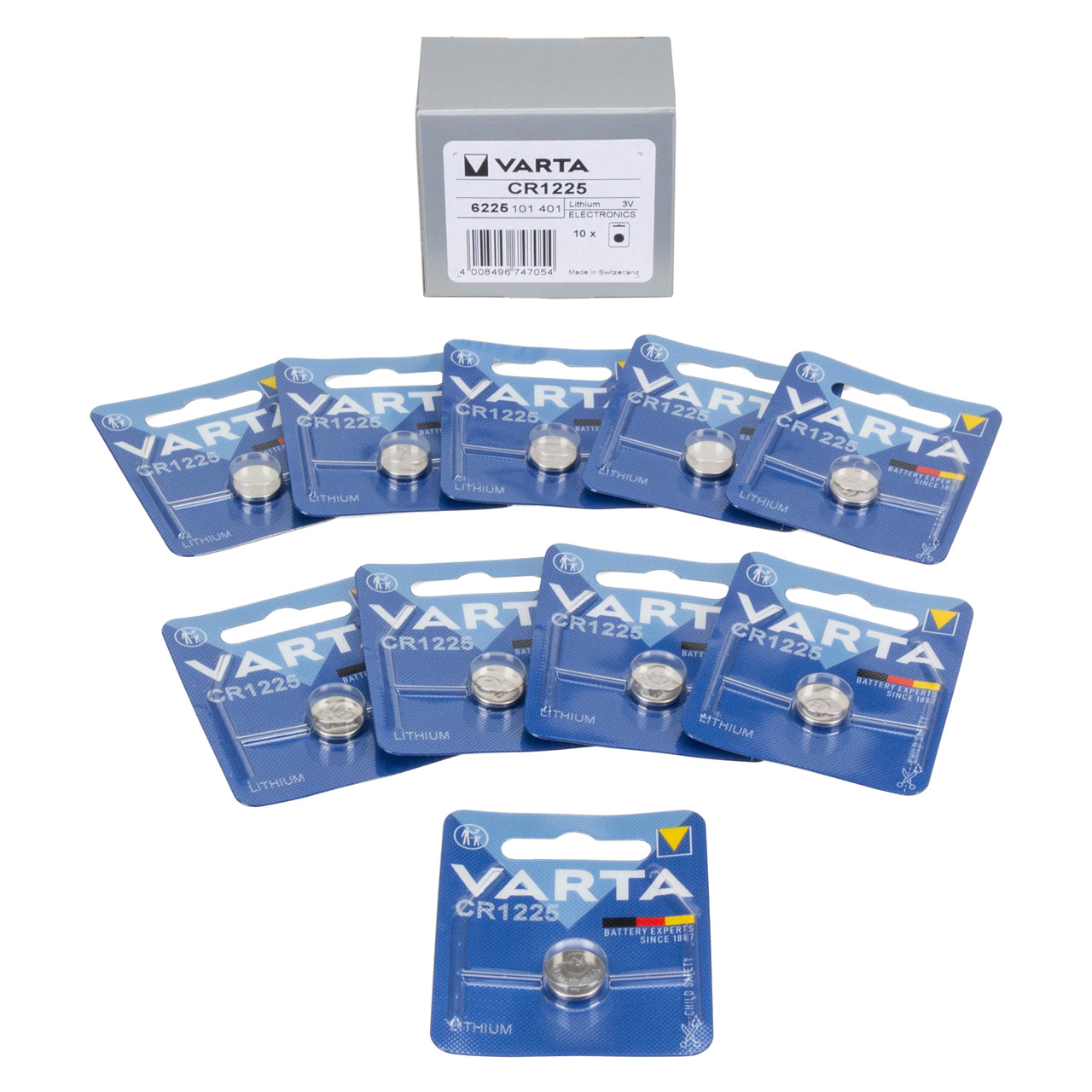 10x VARTA Lithium 3V CR1225 Knopfzelle Knopfbatterie Batterie (MHD 12.2032)