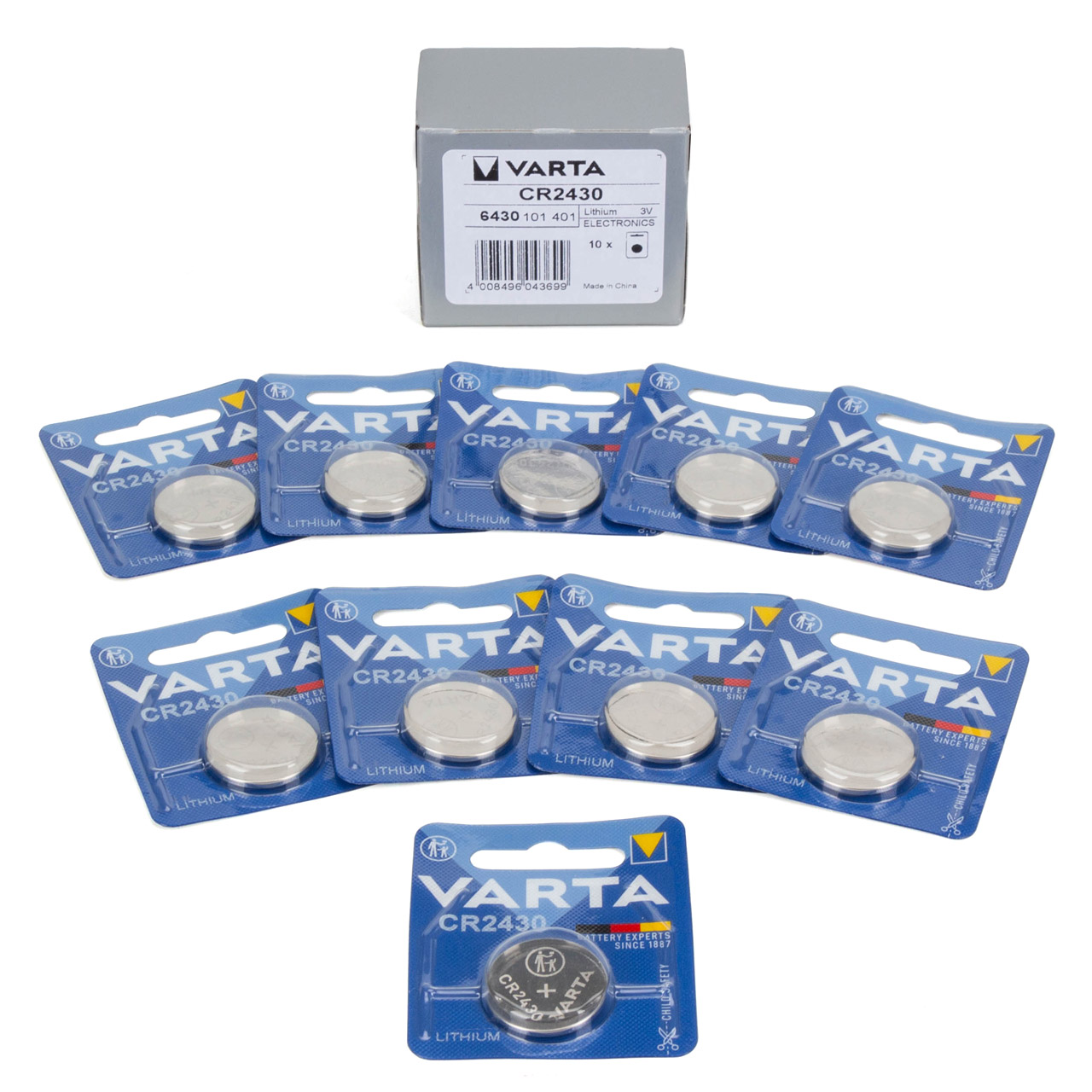 10x VARTA Lithium 3V CR2430 Knopfzelle Knopfbatterie Batterie (MHD 11.2033)