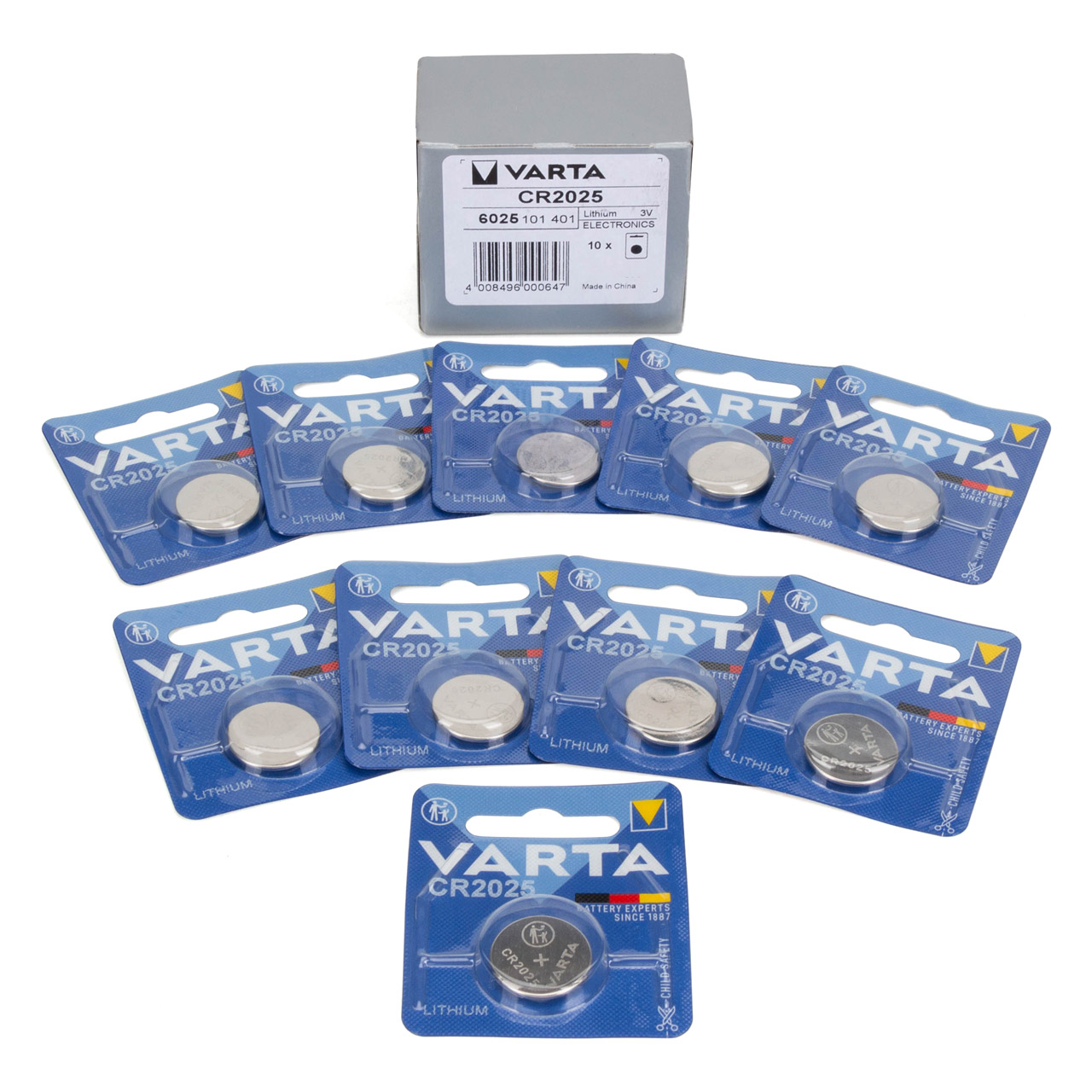 10x VARTA Lithium 3V CR2025 Knopfzelle Knopfbatterie Batterie (MHD 05.2033)