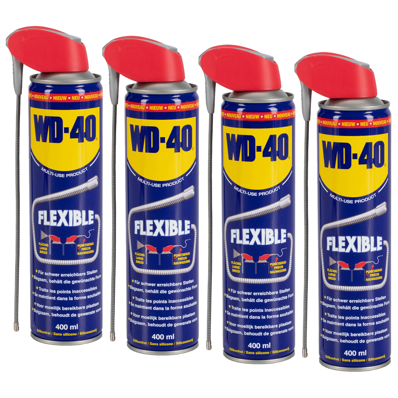 4x 400ml WD-40 31692 FLEXIBLE Multifunktionsöl Kriechöl Rostlöser Mehrzwecköl Vielzweck