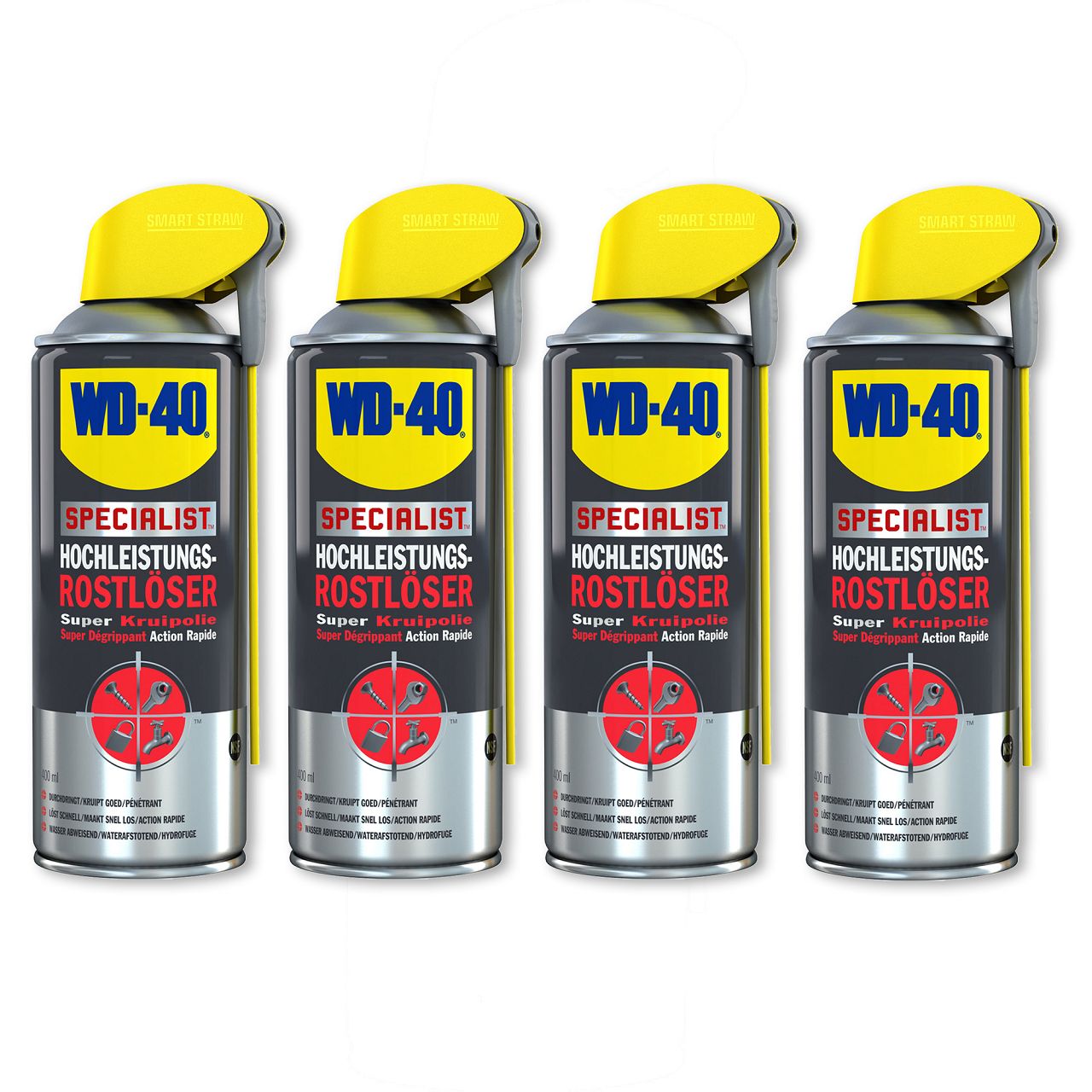 WD-40 SPECIALIST 49348 Rostlöser Hochleistungsrostlöser für SMART STRAW 4x 400ml