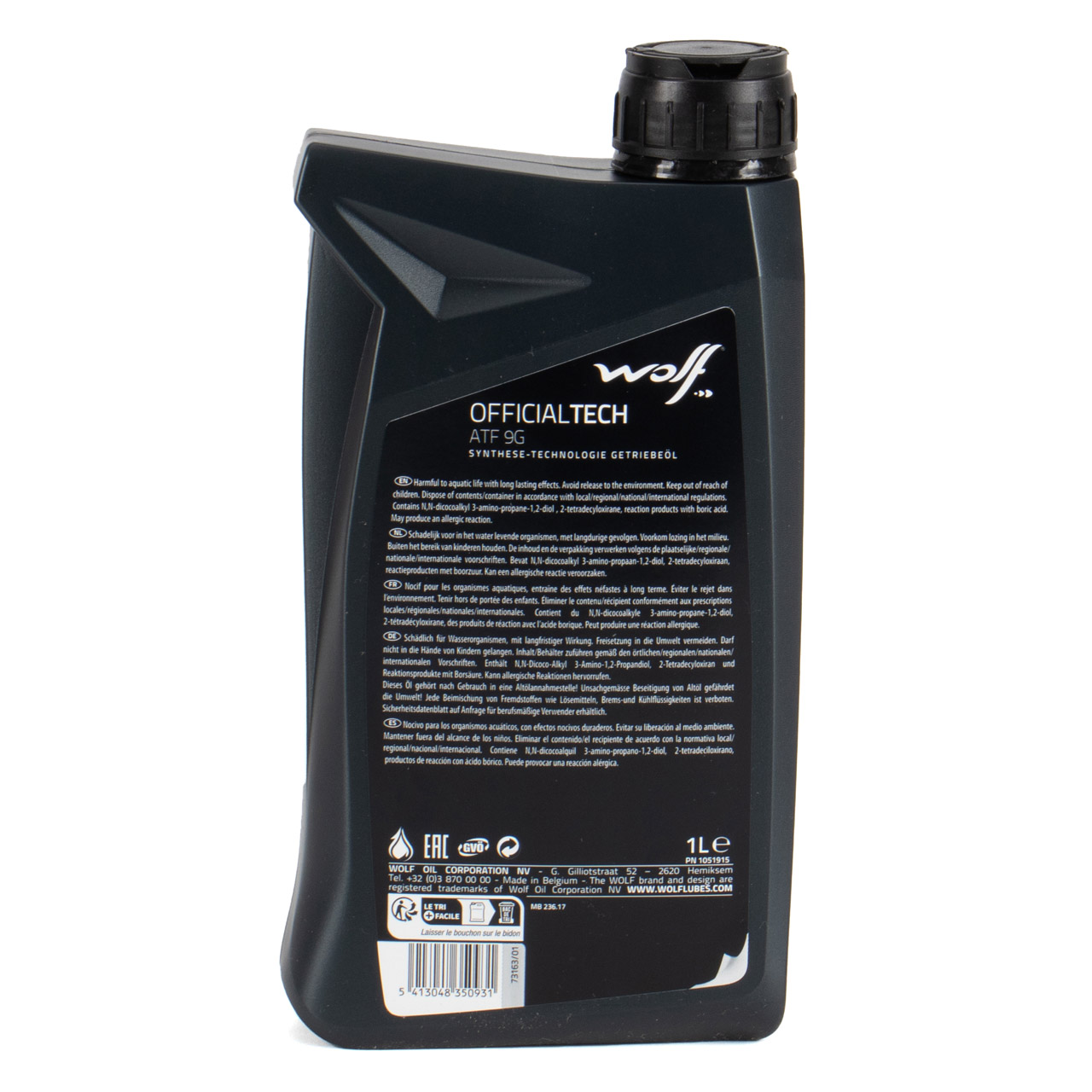 1L 1 Liter WOLF OFFICIALTECH ATF 9G Automatikgetriebeöl für MERCEDES 9-Gang MB 236.17