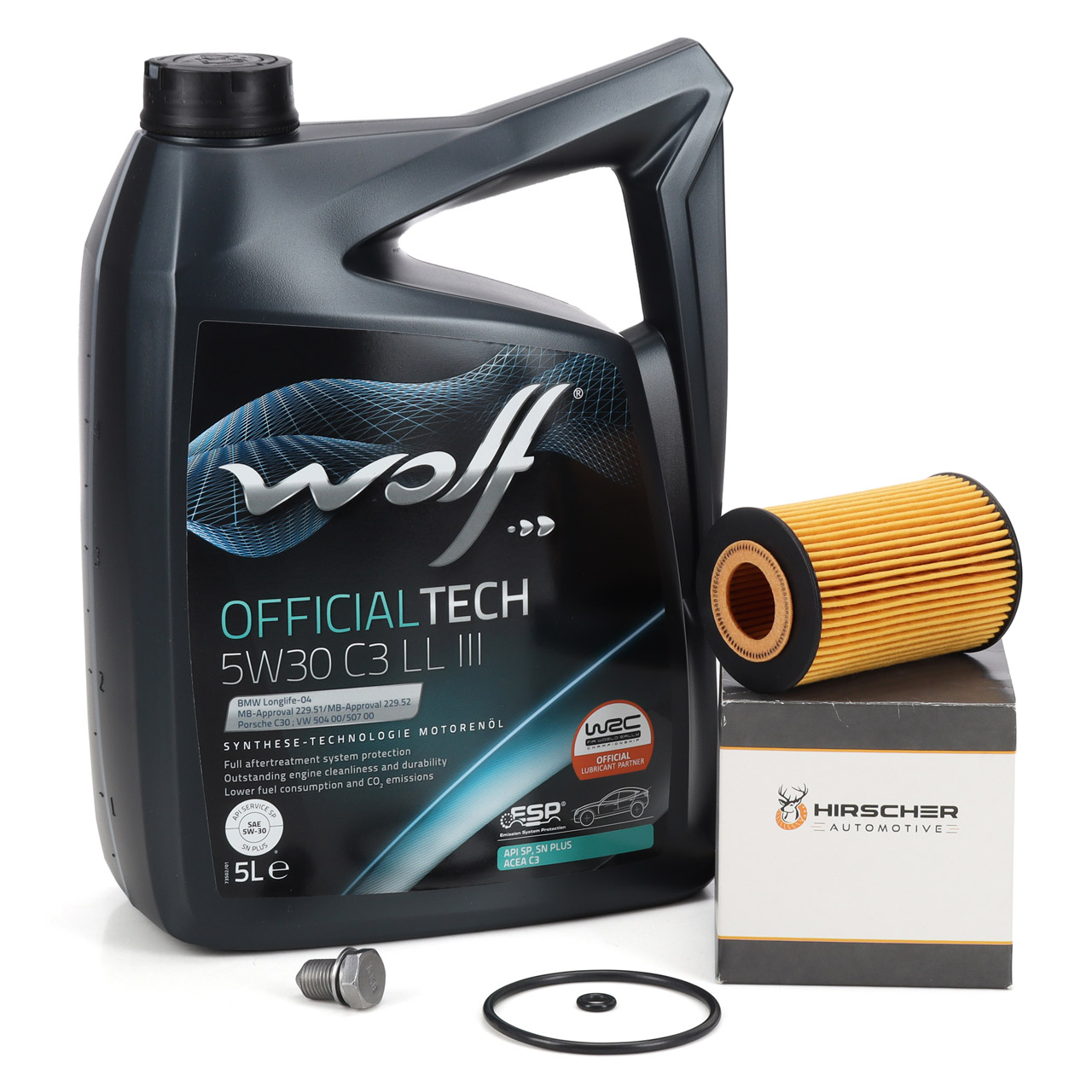 5L WOLF 5W30 C3 LL III Motoröl + HIRSCHER Ölfilter VW Golf 7 Passat B8 T6 1.6/2.0 TDI