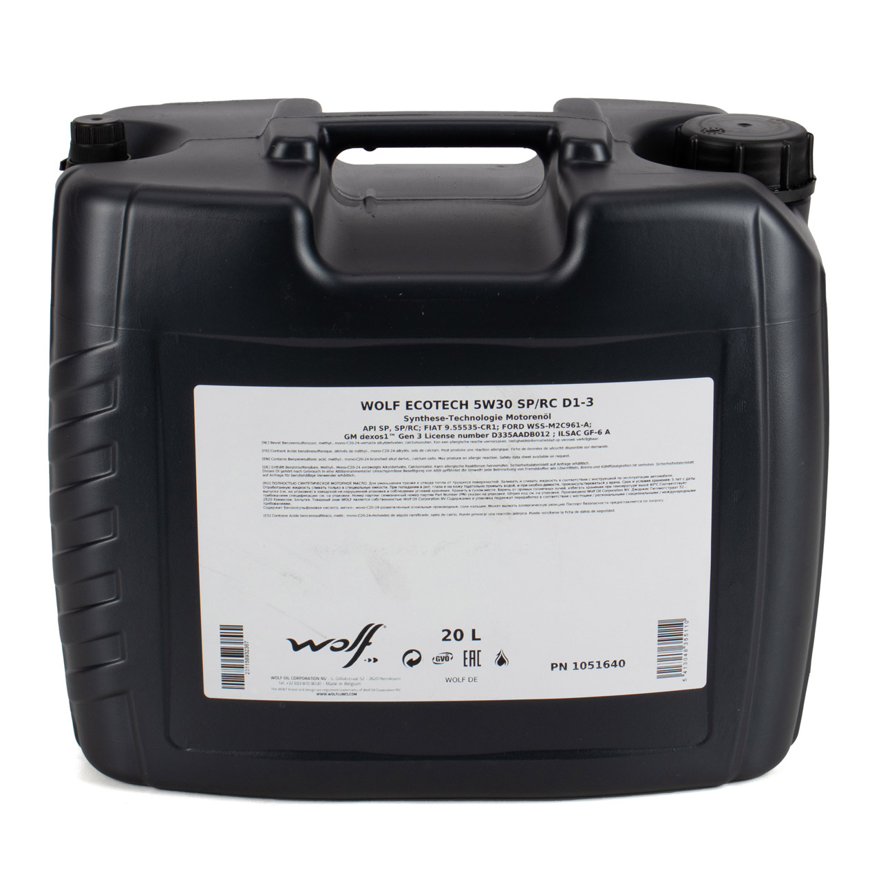 20L 20 Liter WOLF ECOTECH 5W30 SP/RC D1-3 Motoröl Öl GM dexos1 Gen3 FIAT 9.55535-CR1