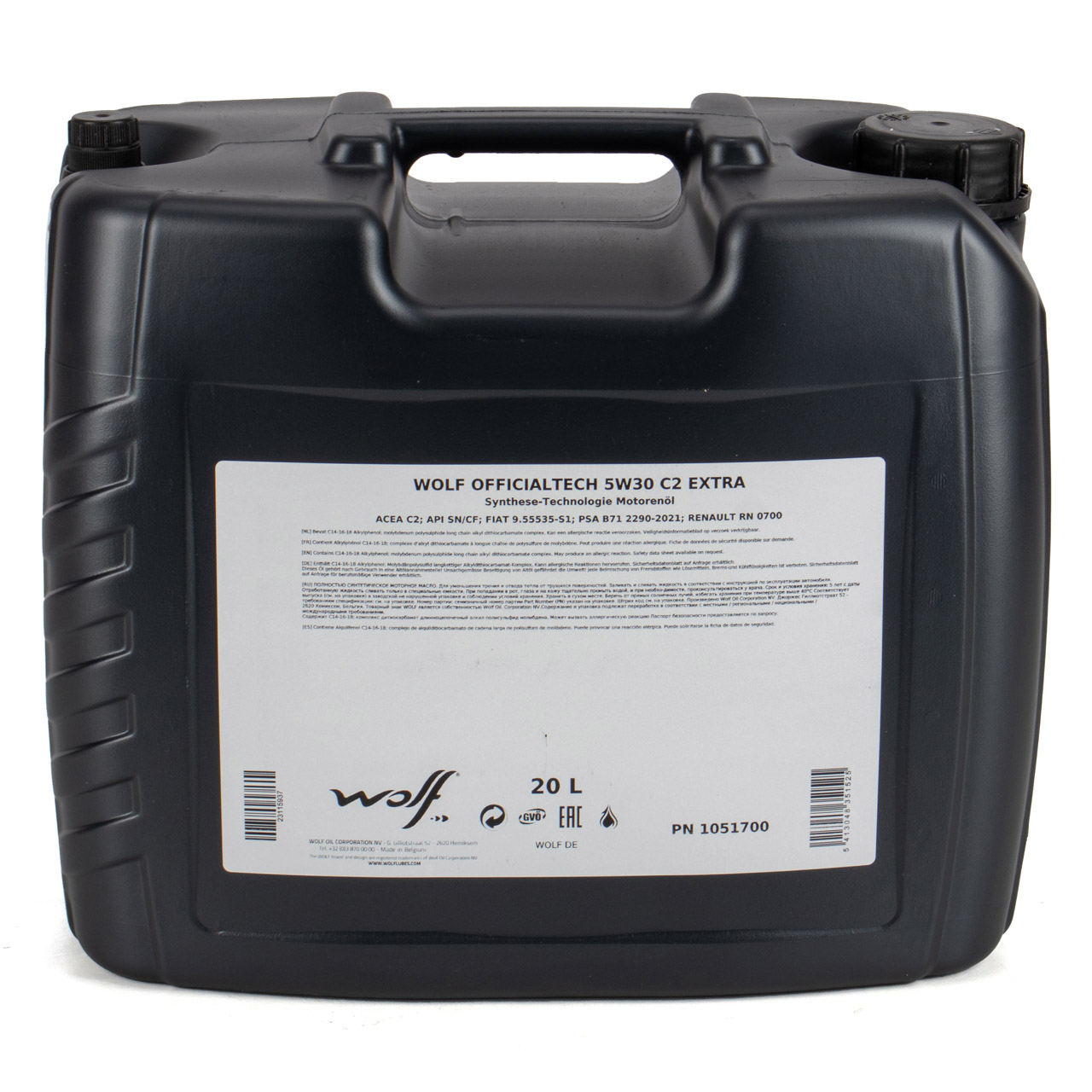 20L 20 Liter WOLF OFFICIALTECH 5W30 C2 EXTRA Motoröl Öl PSA B71 2290 FIAT 9.55535-S1