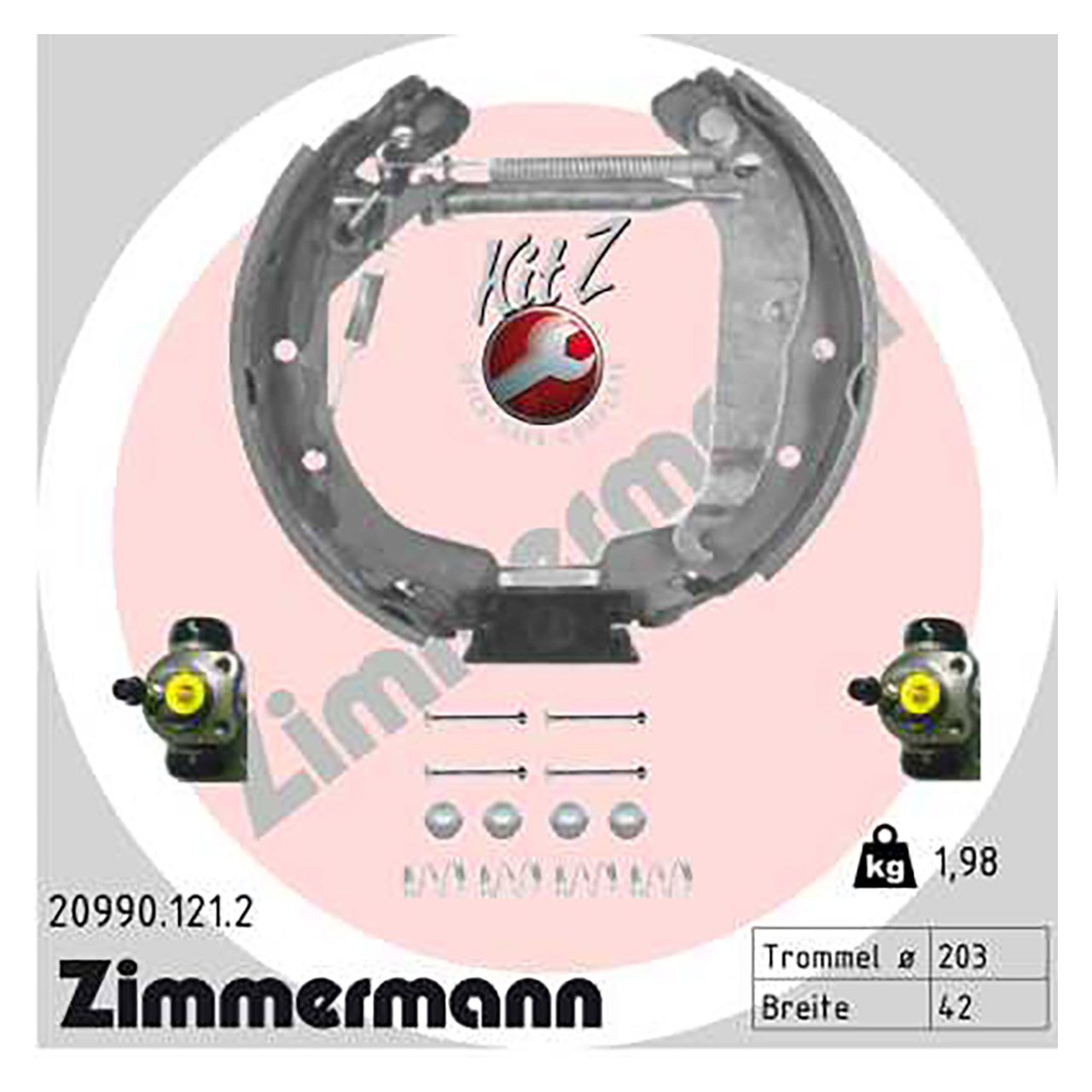 ZIMMERMANN Bremstrommeln + Bremsbacken + Radbremszylinder OPEL Astra G Vectra B hinten