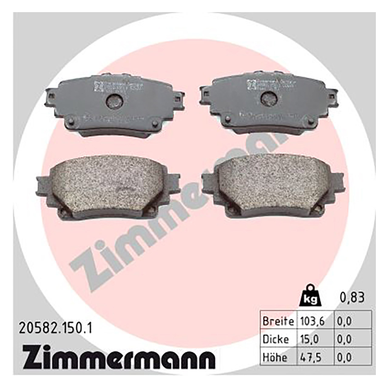 ZIMMERMANN Bremsbeläge TOYOTA Highlander Rav 4 V bZ4X LEXUS NX II UX vorne