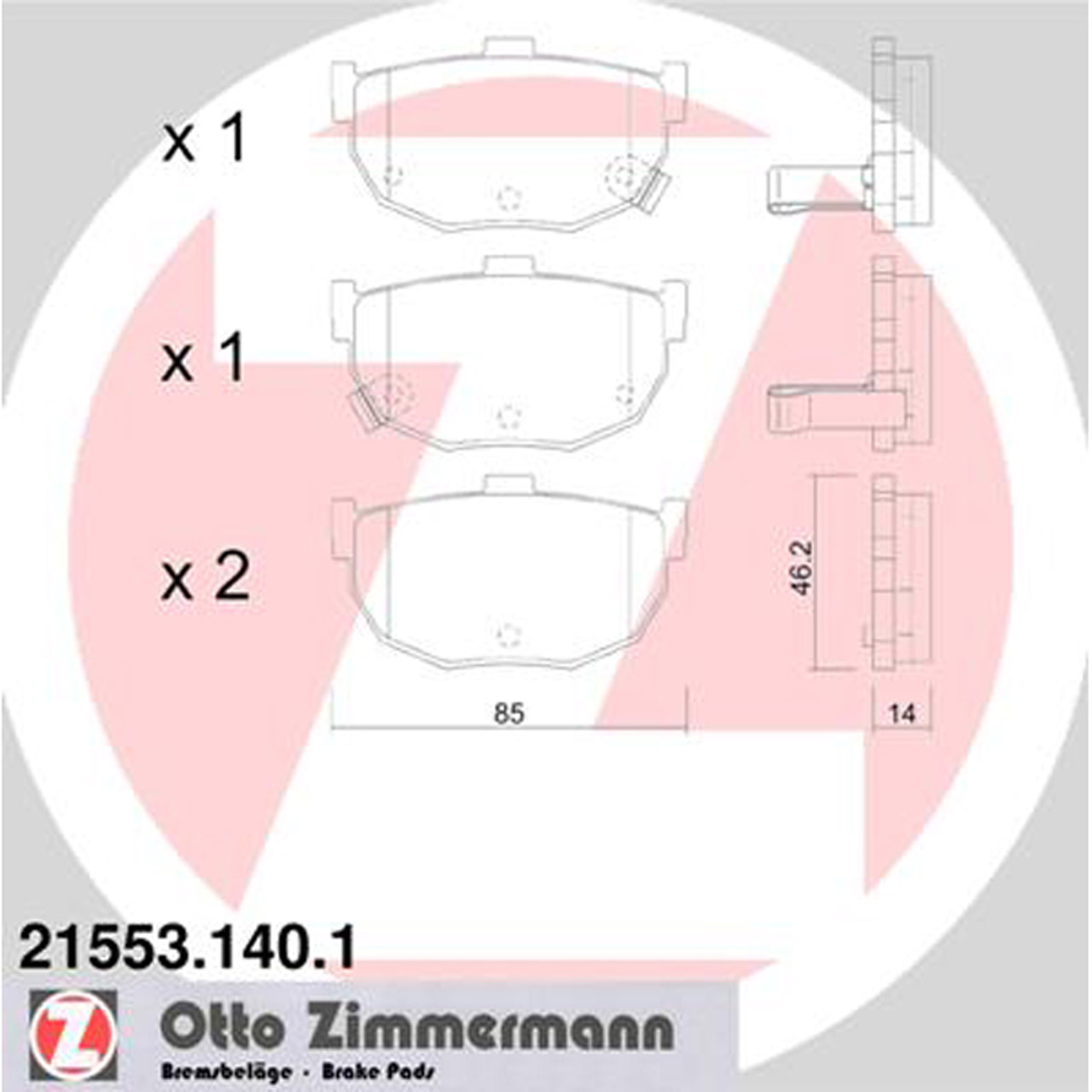 ZIMMERMANN Bremsbeläge HONDA Insight HYUNDAI Elantra Coupe Lantra KIA Cerato hinten