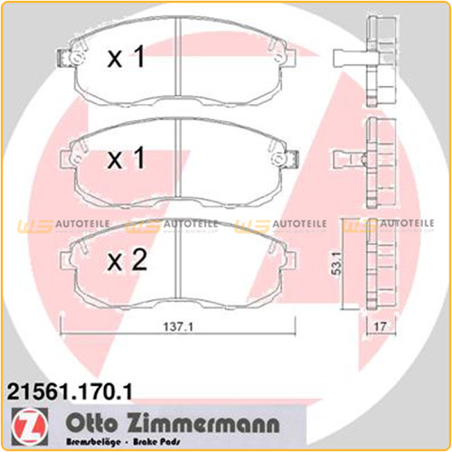 ZIMMERMANN Bremsbeläge Bremsbelagsatz für Nissan 200SX Maxima II QX Pulsar vorne