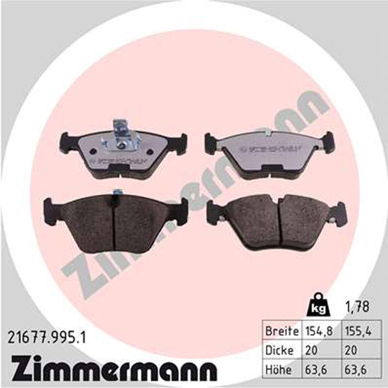 ZIMMERMANN rd:z Bremsbeläge BMW 5er E39 520-535i 520-530d ab 10.1996 vorne