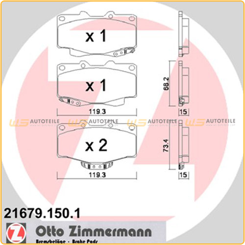 ZIMMERMANN Bremsbeläge Bremsklötze für Toyota 4 Runner Hilux Land Cruiser vorne