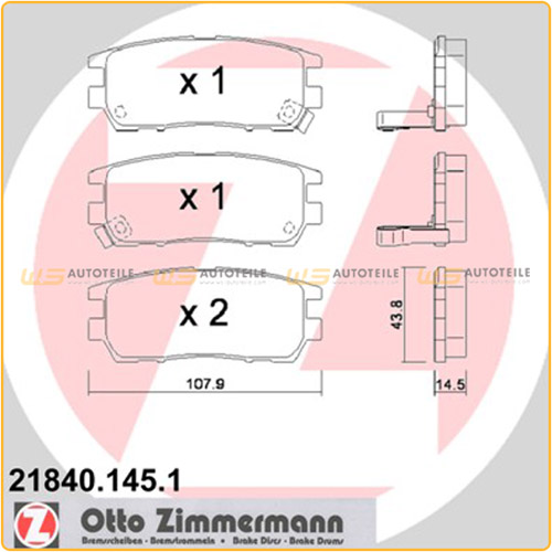 ZIMMERMANN Bremsbeläge Bremsklötze für Mitsubishi L400 Lancer V Pajero II hinten