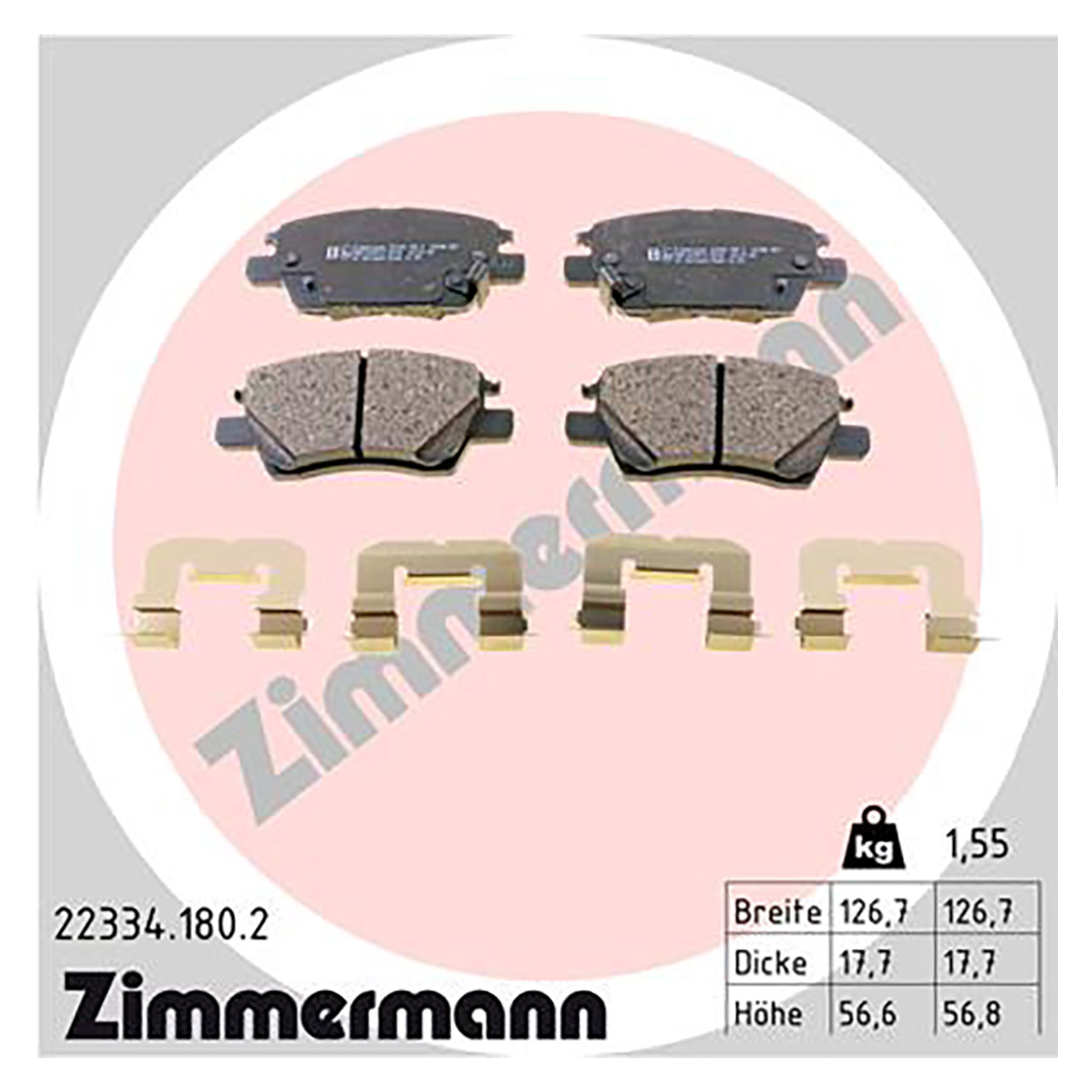 ZIMMERMANN Bremsbeläge + Zubehör OPEL Ampera-E (F17) EV150 vorne 23286272