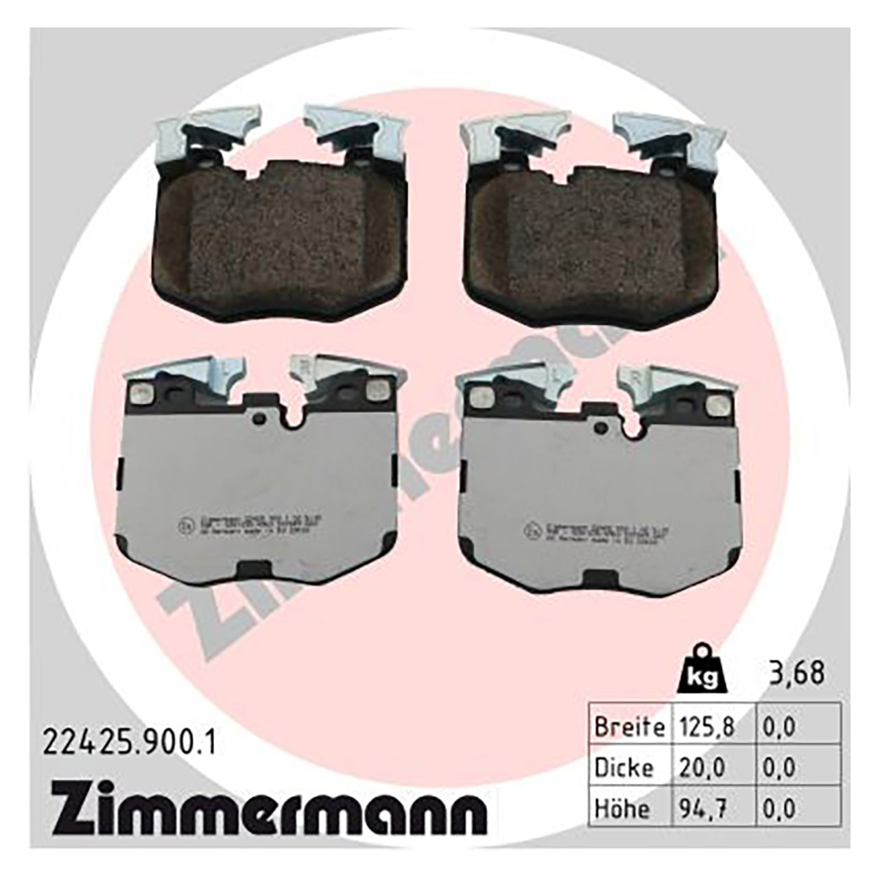 ZIMMERMANN rd:z Bremsbeläge BMW G20/21 G22-26 G30/31 X3 X4 X5 X6 X7 Z4 i4 TOYOTA vorne