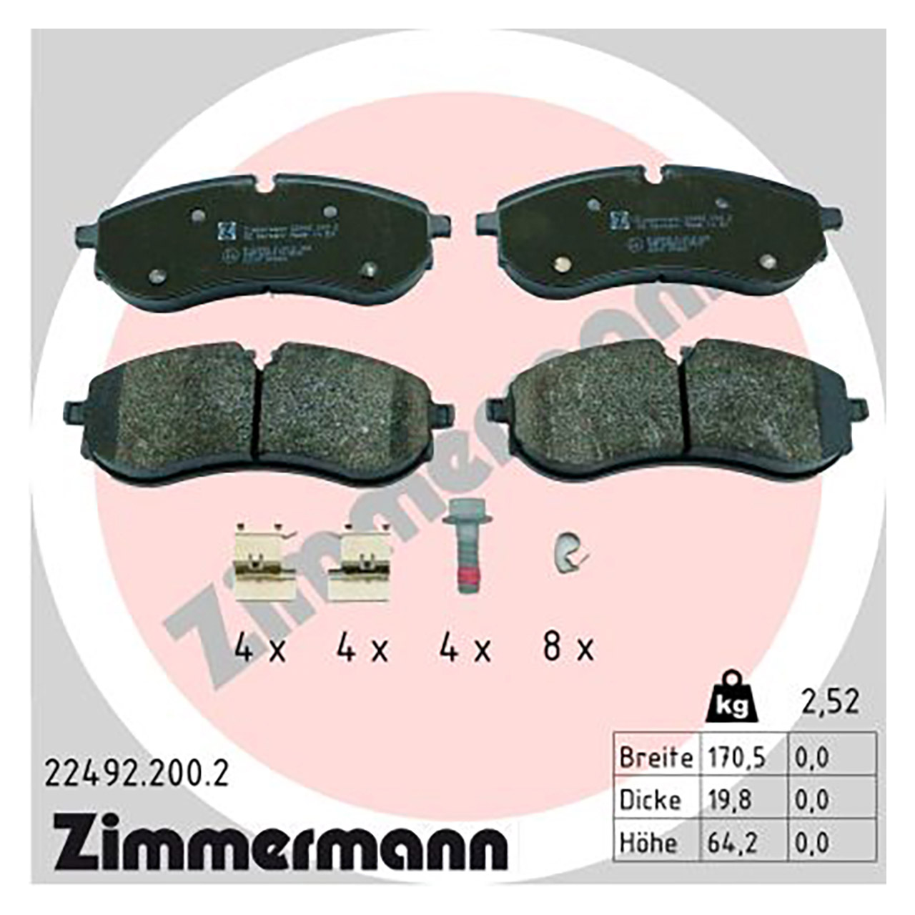 ZIMMERMANN Bremsbeläge MAN TGE VW Crafter (SX SY SZ) PR-1LC hinten 2N0698451A