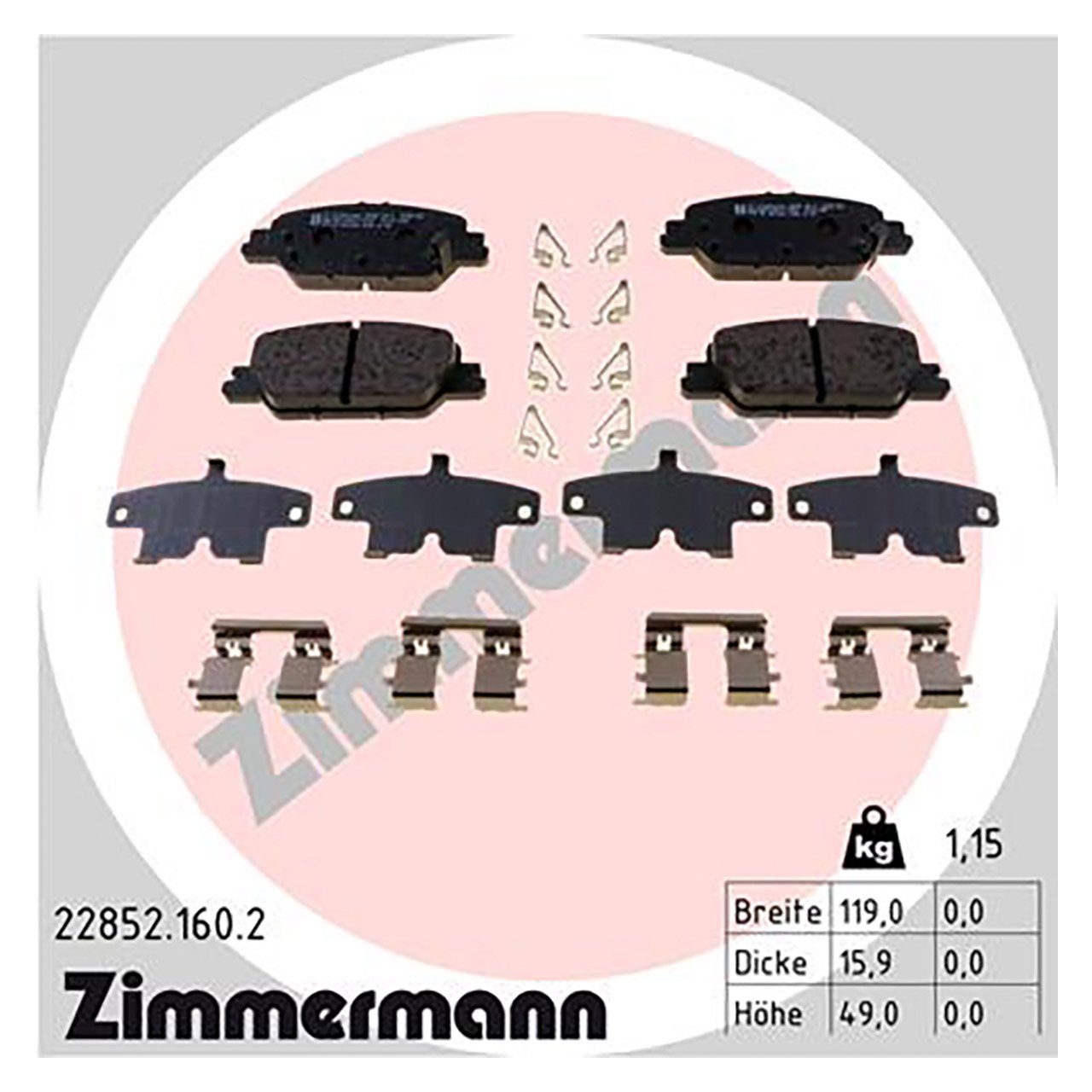 ZIMMERMANN Bremsbeläge HONDA CR-V V (RW_, RT_) hinten