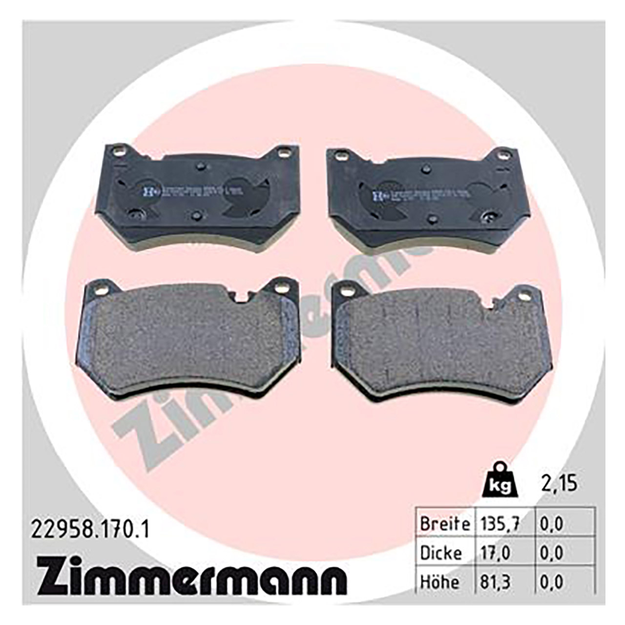 ZIMMERMANN Bremsbeläge + Warnkontaktkabel für AUDI Q5 (FY) PR-1LP/1LH vorne