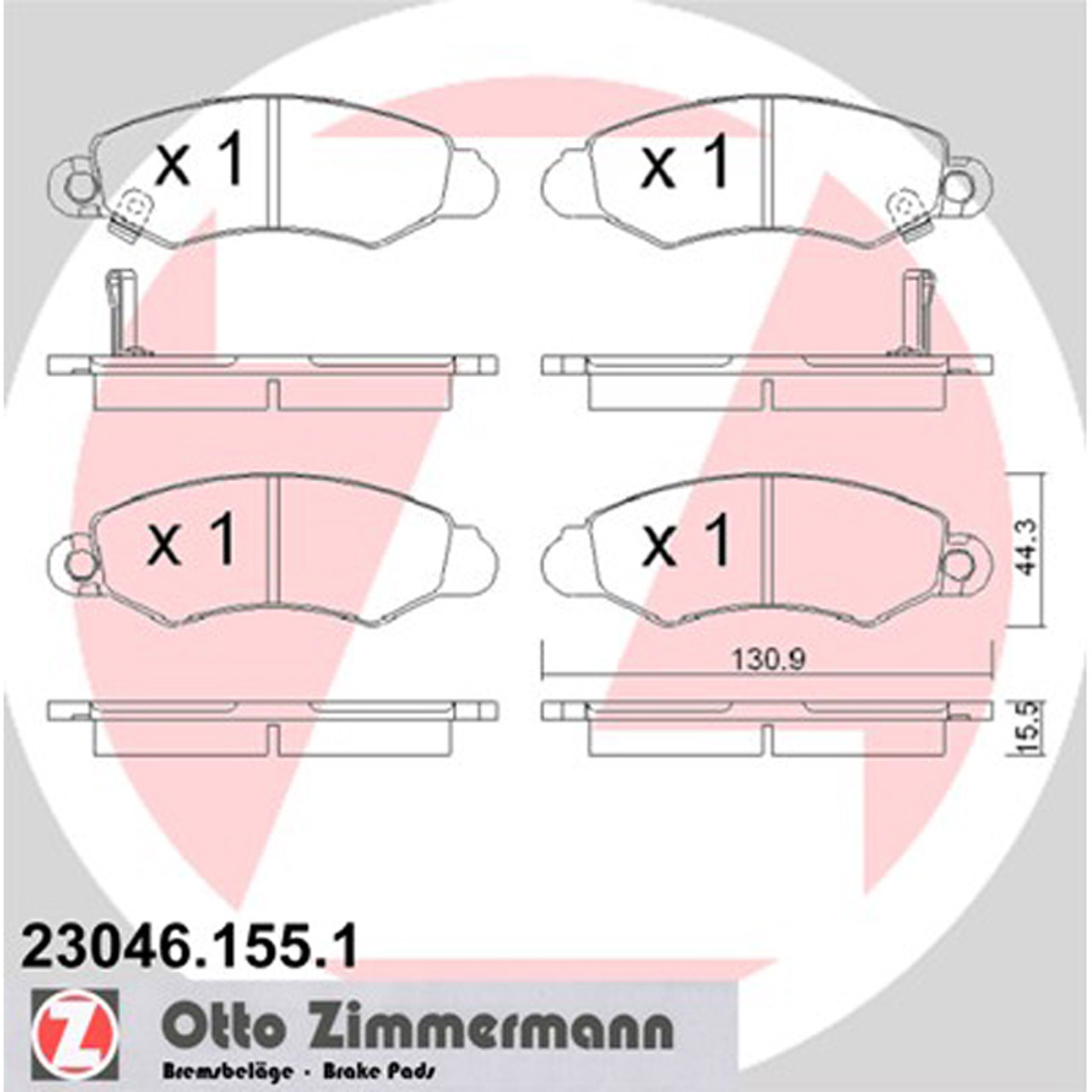 Zimmermann Bremsbeläge für SUBARU Justy II 1.3 SUZUKI Swift II 1.0 1.3 vorne