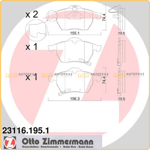 ZIMMERMANN Bremsbeläge Bremsbelagsatz für Saab 9-3 (YS3D) 9-5 (YS3E) vorne