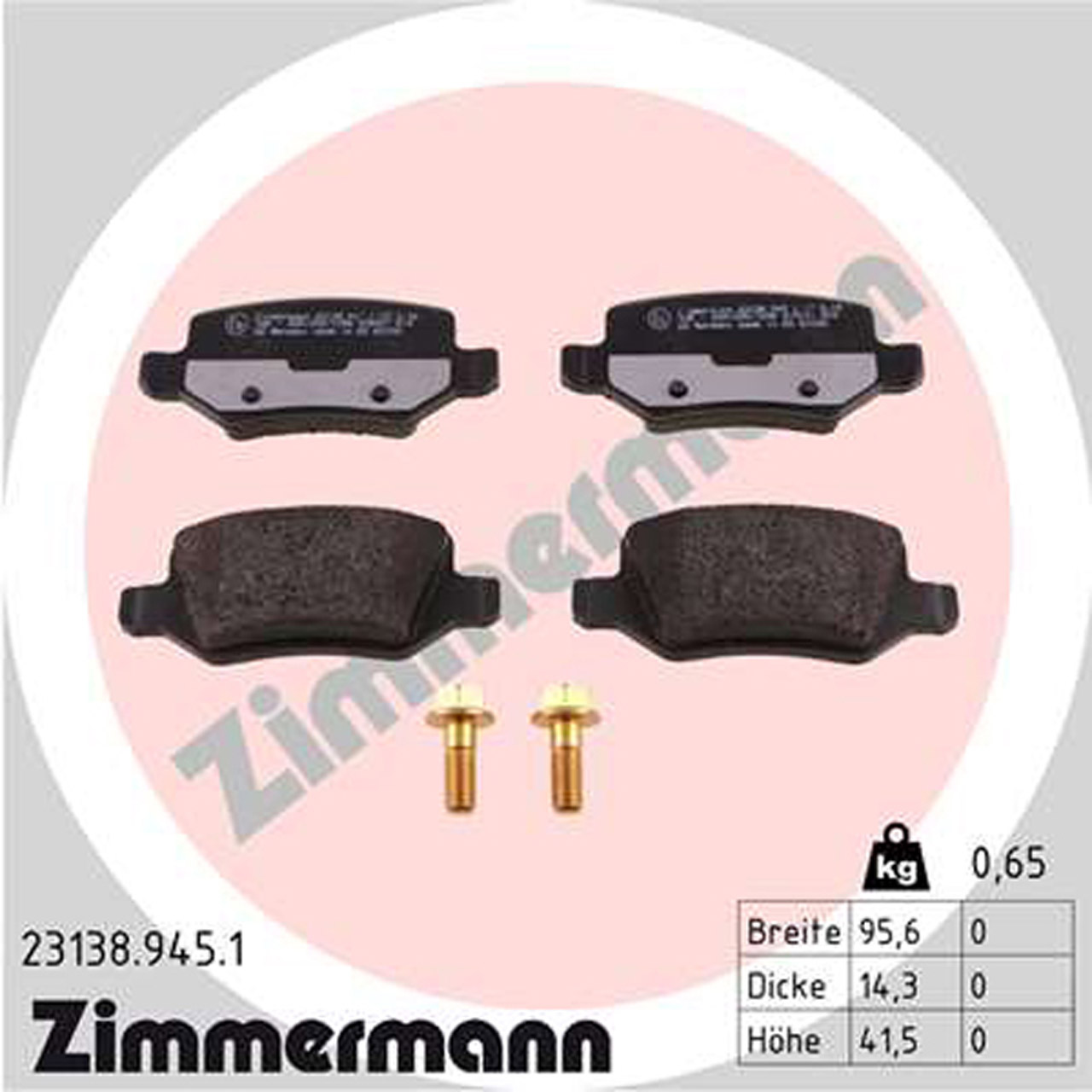 ZIMMERMANN rd:z Bremsbeläge MERCEDES A/B-Klasse W168 W169 W245 Vaneo 414 hinten