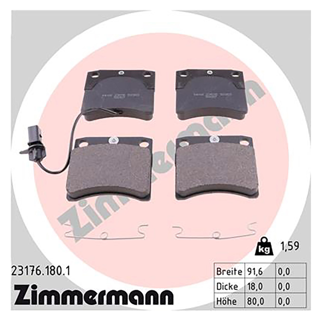 ZIMMERMANN Bremsbeläge + Warnkontakt VW Transporter T4 15 Zoll PR-1LE vorne