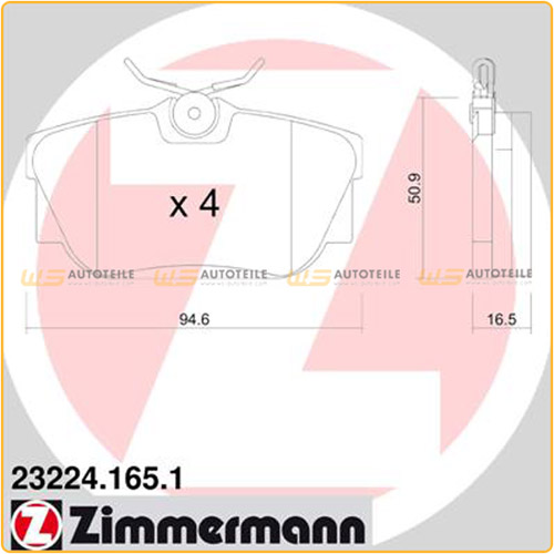 ZIMMERMANN Bremsbeläge Bremsbelagsatz für VW Transporter T4 15 Zoll vorne