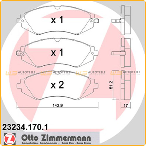 ZIMMERMANN Bremsbeläge Bremsbelagsatz für Chevrolet Daewoo Lacetti Nubira vorne