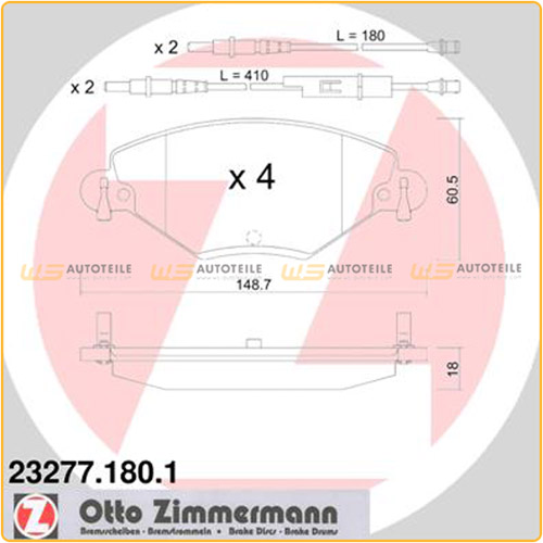 ZIMMERMANN Bremsbeläge + Warnkontakt CITROEN C5 I (DC DE) II (RC RE) vorne