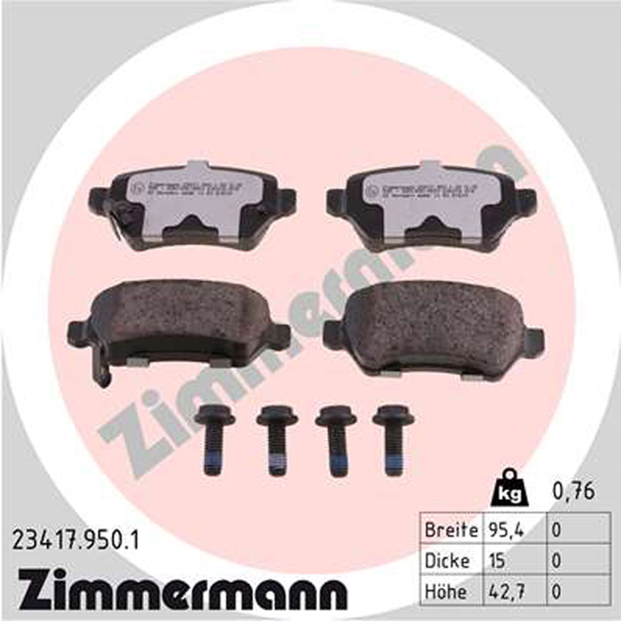 ZIMMERMANN rd:z Bremsbeläge KIA Cee'd JD OPEL Astra G H Meriva A Zafira A hinten