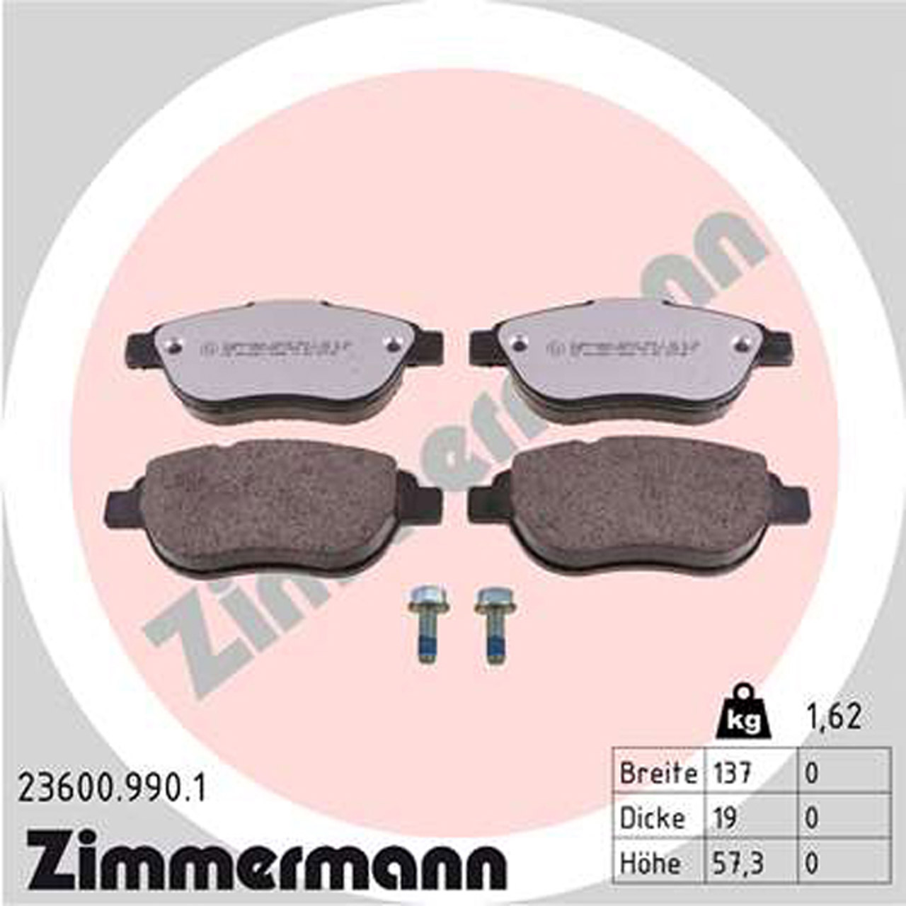 ZIMMERMANN rd:z Bremsbeläge CITROEN FIAT LANCIA PEUGEOT mit ESP vorne