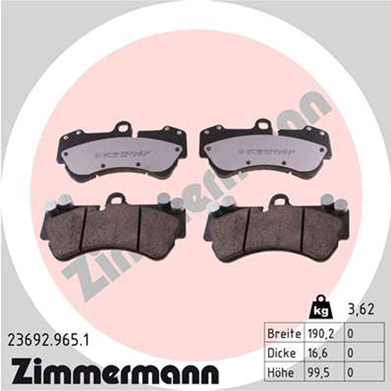 ZIMMERMANN rd:z Bremsbeläge PORSCHE Cayenne (9PA) VW Touareg (7L) vorne