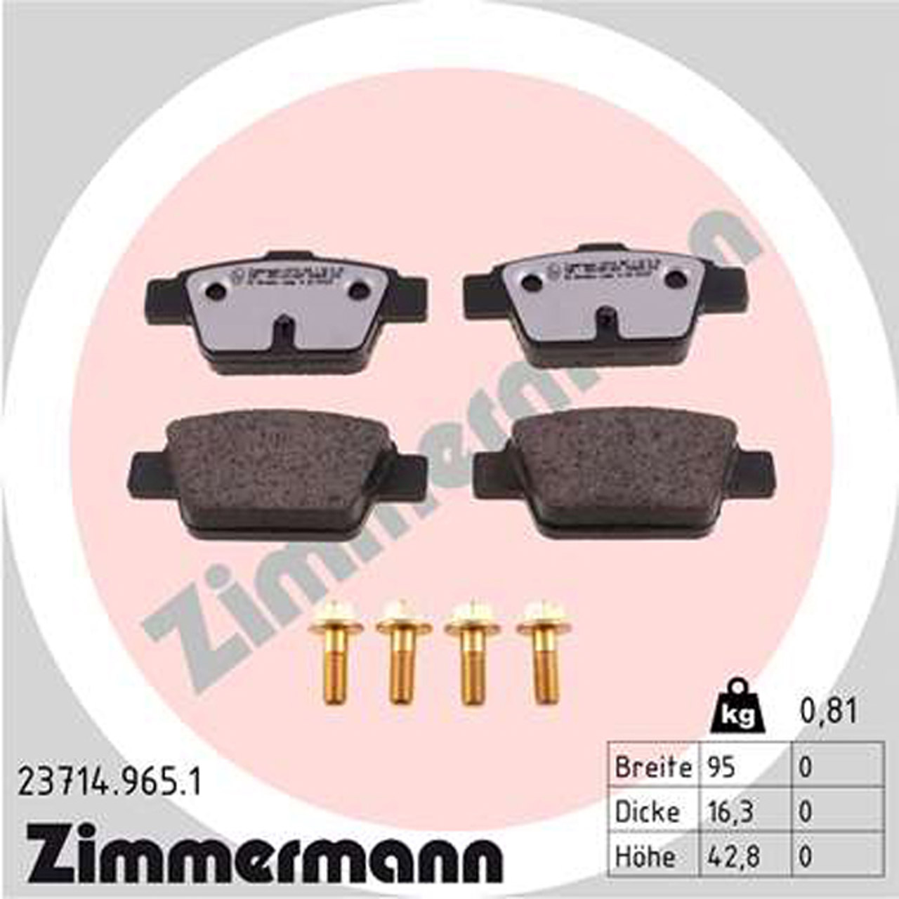 ZIMMERMANN rd:z Bremsbeläge ALFA ROMEO Mito FIAT Bravo Stilo LANCIA Delta hinten