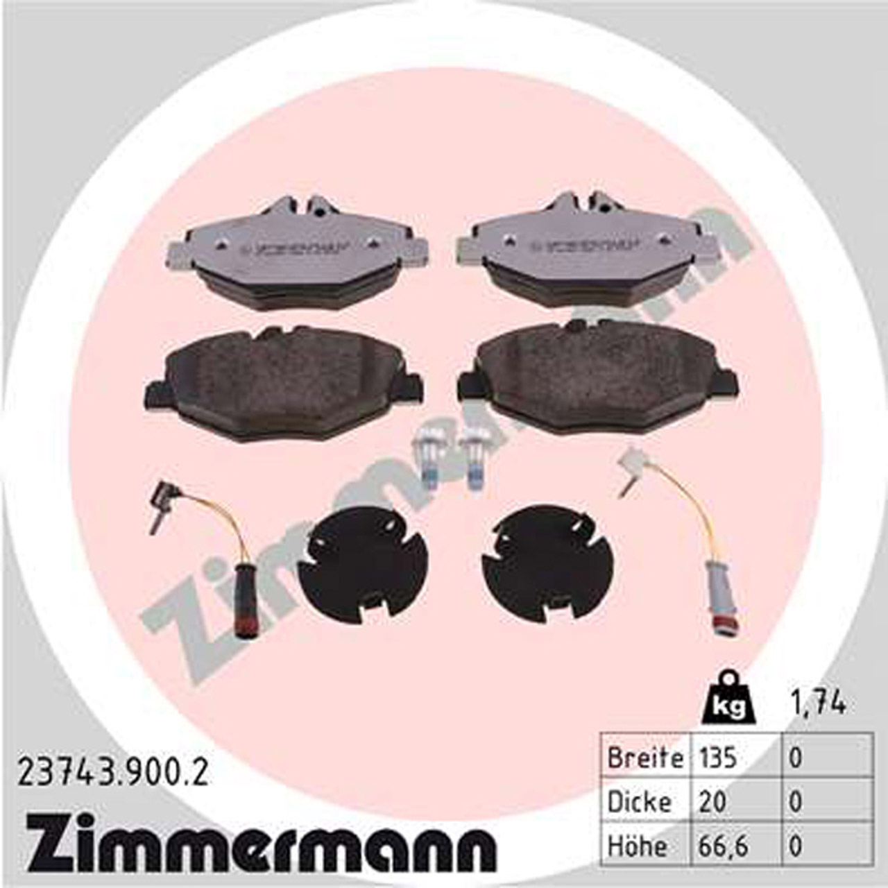 ZIMMERMANN rd:z Bremsbeläge + Wako MERCEDES W211 S211 E200-350 E200-320CDI vorne