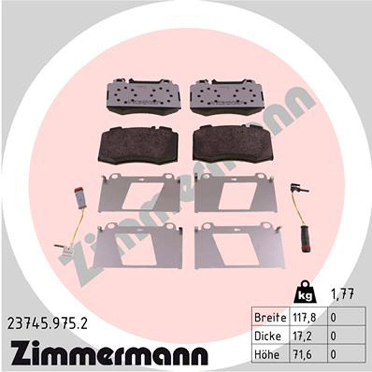 ZIMMERMANN rd:z Bremsbeläge + Wako MERCEDES W203 C209 C219 W211 R230 R171 vorne