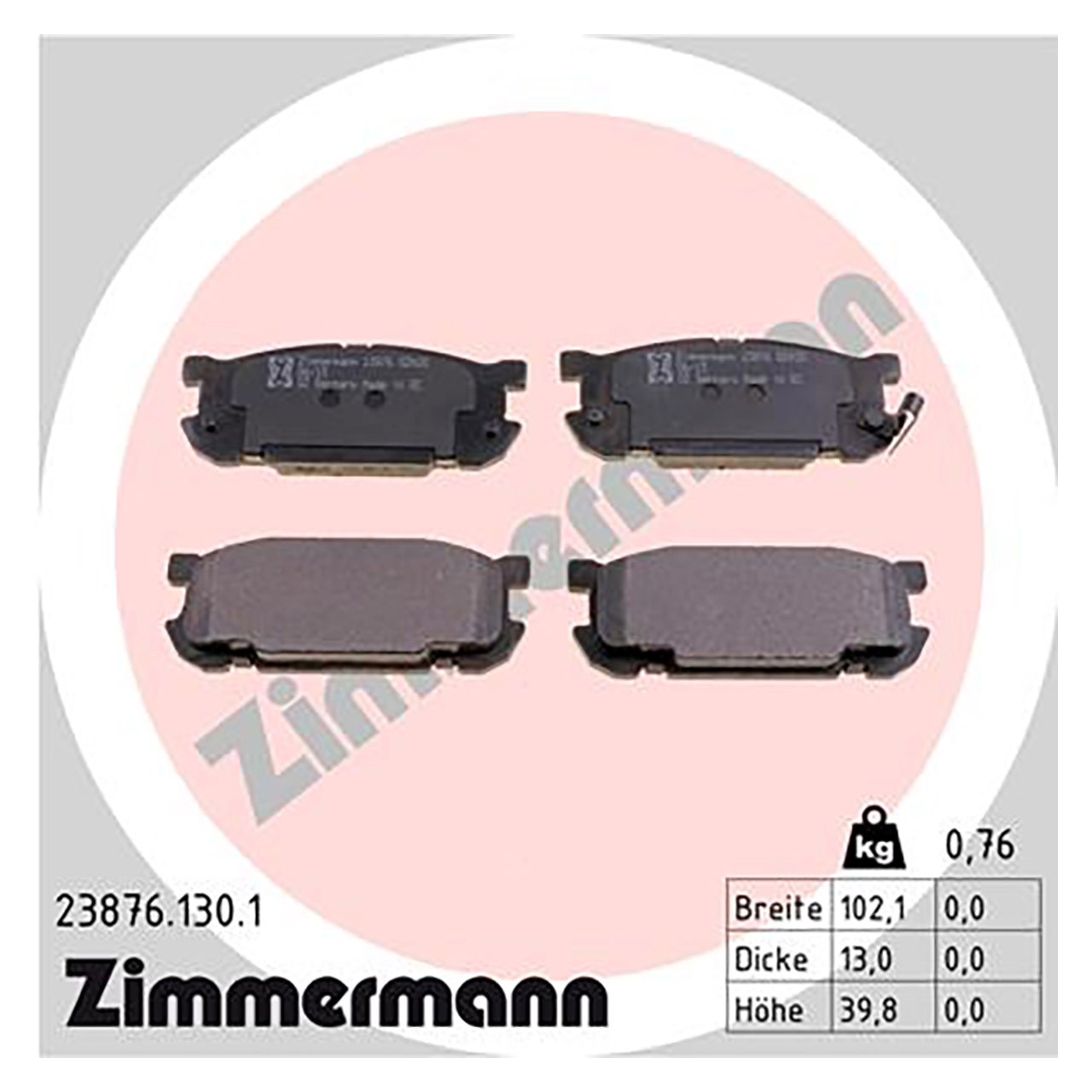 ZIMMERMANN Bremsbeläge MAZDA MX-5 II (NB) 1.6/1.8 16V ab 03.2002 hinten